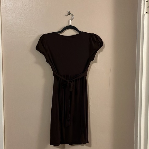 Forever 21 Brown Bubble Cap Sleeve Tie Waist Dress S - Picture 5 of 8